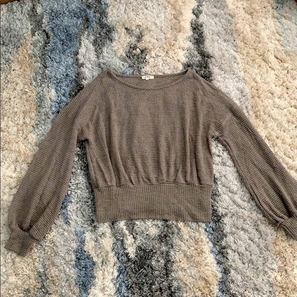 Taupe waffle weave top (Size Large)